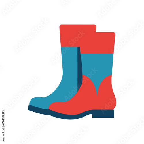 Colorful and stylized pair of rubber boots illustration isolated on a white background
