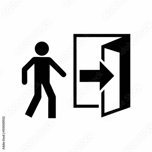 Person Entering Door Icon Vector.