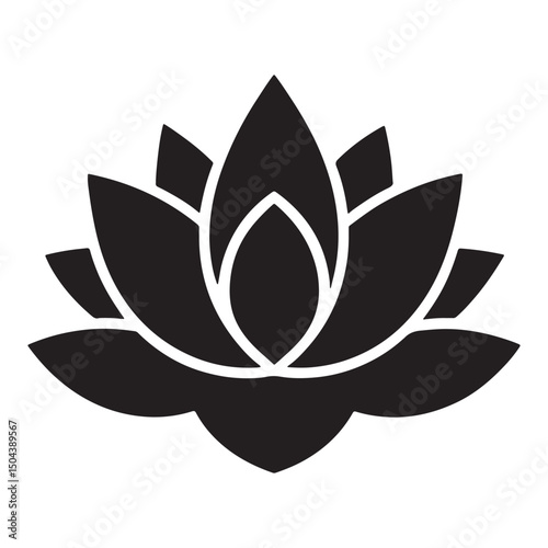 A minimal water lily icon with floating petals and a central core._traced