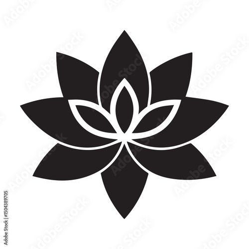 A minimal water lily icon with floating petals and a central core._traced