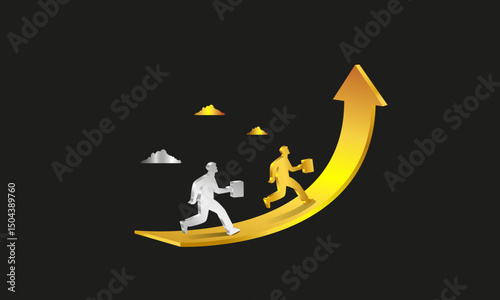 Business development concept. Meeting of two businessmen,
 conclusion of contracts, joint business development. Vector image