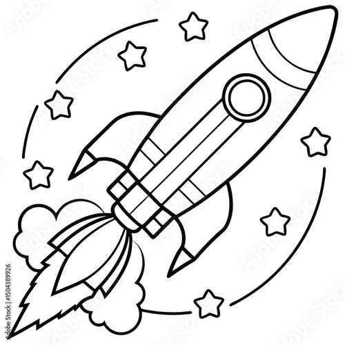 Rocket outline coloring book page