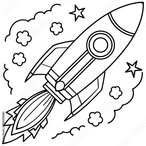 Rocket outline coloring book page