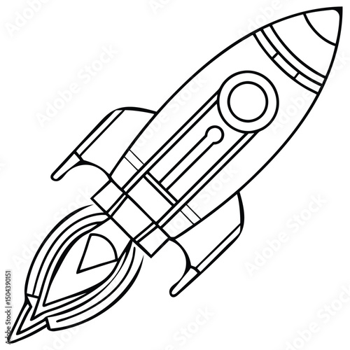 Rocket outline coloring book page