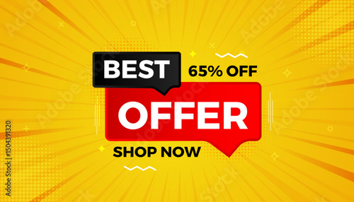 Best Offer sale banner vector template. Offer banner. Sale offer and discounts background, Offer Promotion marketing poster design for web and Social. Vector Illustration.