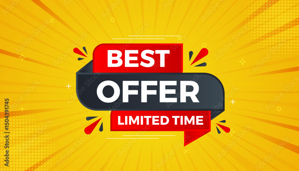 Fototapeta premium Best Offer sale banner vector template. Offer banner. Sale offer and discounts background, Offer Promotion marketing poster design for web and Social. Vector Illustration.