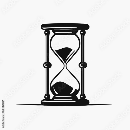 Hourglass time sand clock countdown deadline antique vintage timer illustration black white graphic silhouette
