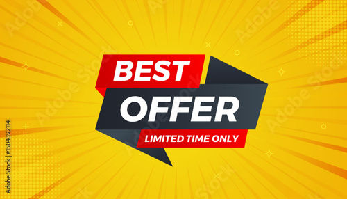 Best Offer sale banner vector template. Offer banner. Sale offer and discounts background, Offer Promotion marketing poster design for web and Social. Vector Illustration.
