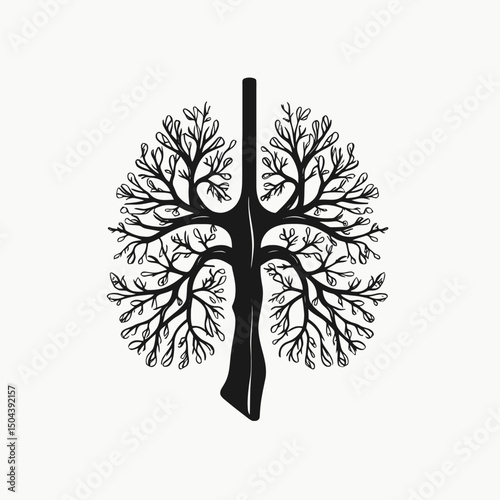 Lungs tree illustration health medical anatomy respiratory system healthcare pulmology trachea bronchioles art silhouette