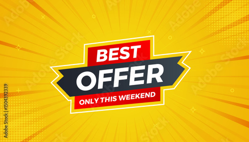 Best Offer sale banner vector template. Offer banner. Sale offer and discounts background, Offer Promotion marketing poster design for web and Social. Vector Illustration.