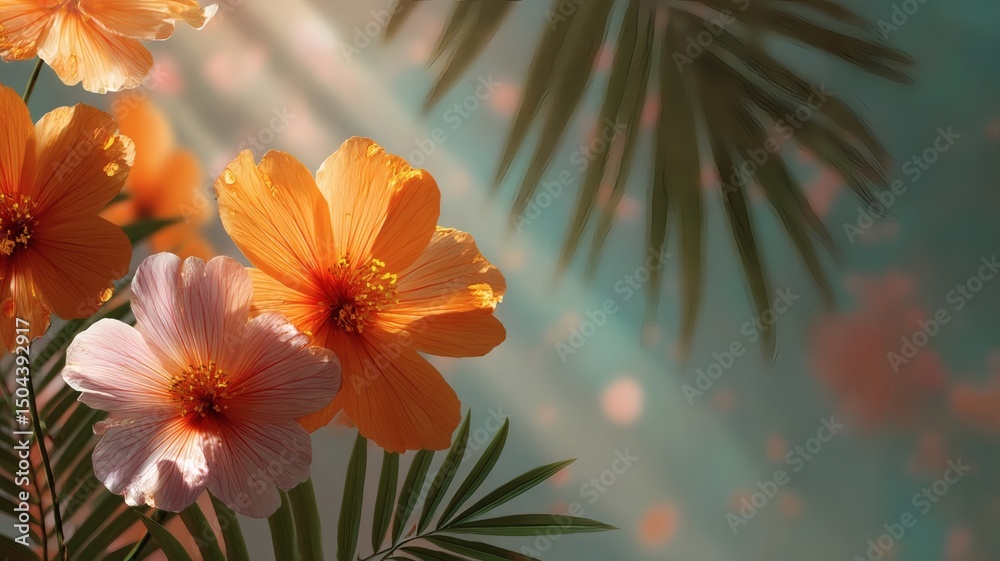 Fototapeta premium orange flower of green leaves