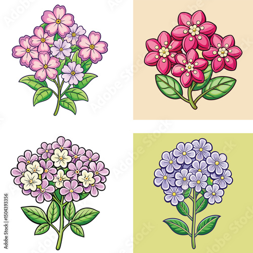set of lilac flowers