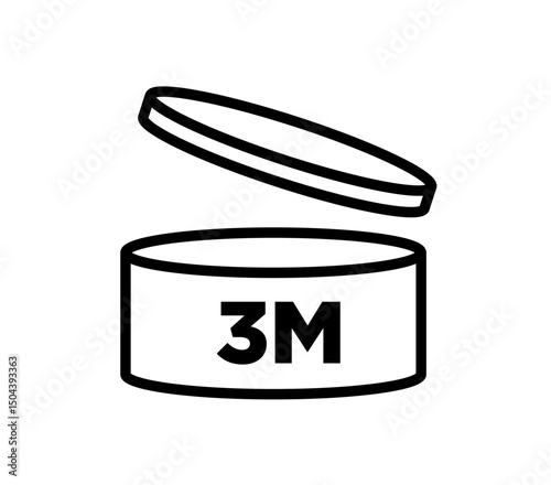 3 Month. Period after opening, PAO symbol, expiration date icon.