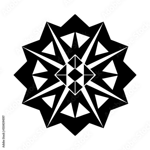 Geometric star design with triangular elements art silhouette