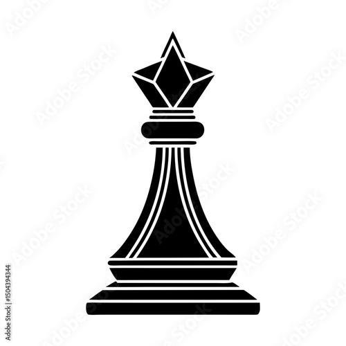 Isolated chess queen piece on a white background silhouette