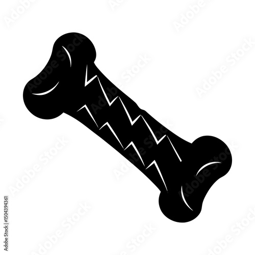 Illustration of a bone with lightning bolt designs silhouette