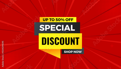 Special Discount offer banner.sale banner vector template. Discount label and sale background, Special Discount marketing poster design for web and Social. Vector Illustration.