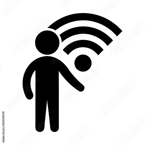 Person standing near a wifi signal illustration art silhouette