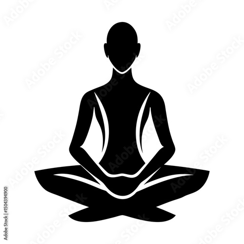 Person in lotus position for meditation exercise silhouette