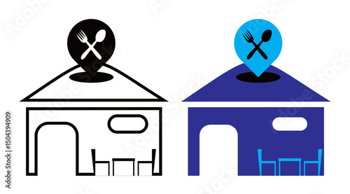 restaurant with spoon fork location symbol, restaurant symbol Silhouette of cutlery. Vector illustration