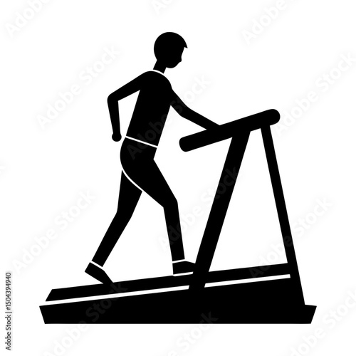 Person exercising on a treadmill silhouette view