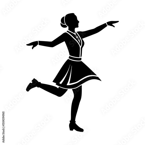 Silhouette of a woman in a joyful dance position