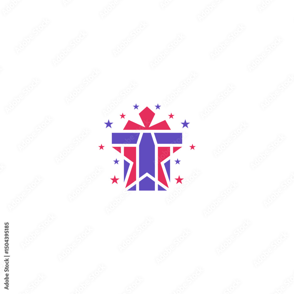 Fototapeta premium Star surprise gift logo design.