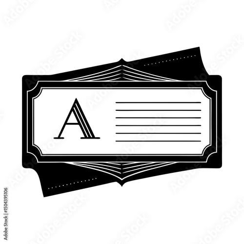 Vintage label with letter a and horizontal lines silhouette