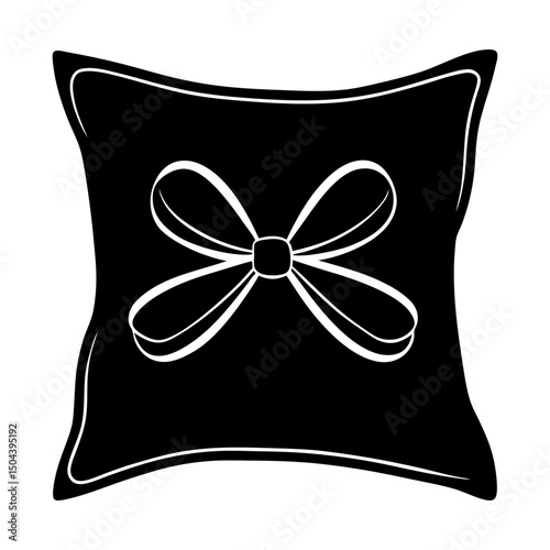 Decorative pillow with ribbon bow vector graphic silhouette