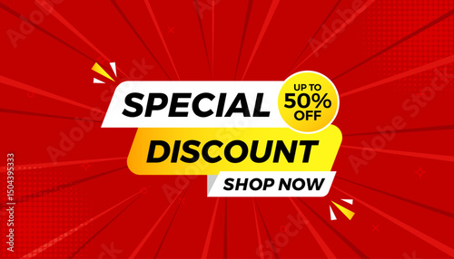 Special Discount offer banner.sale banner vector template. Discount label and sale background, Special Discount marketing poster design for web and Social. Vector Illustration.