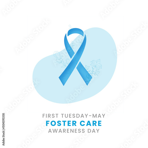 Foster Care awareness Day background design with Blue silk ribbon.