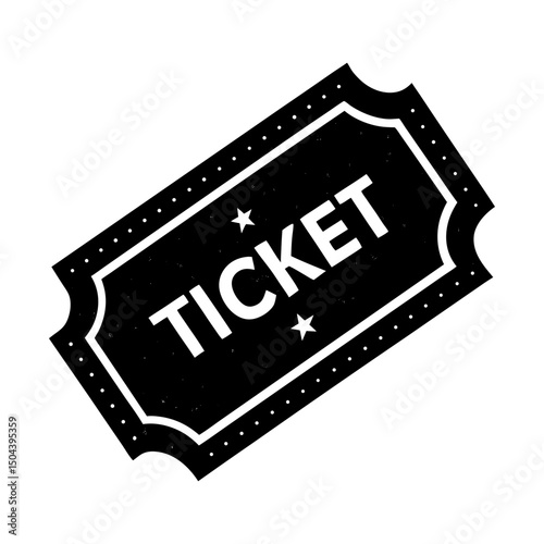 Isolated admission ticket with star decorations silhouette