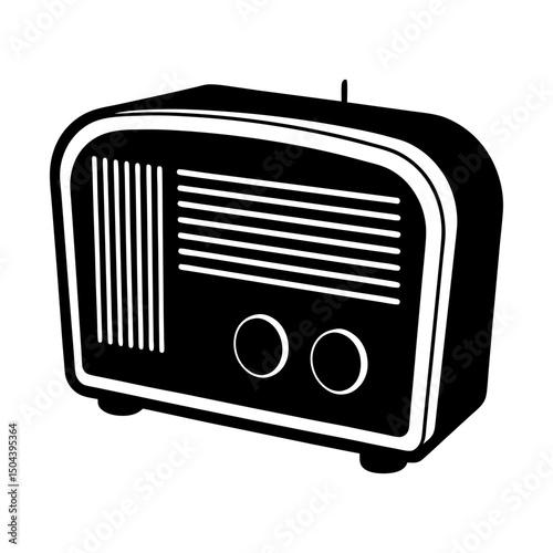 Illustration of an old fashioned radio receiver silhouette