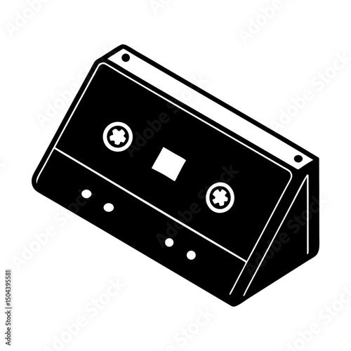 Retro audio cassette tape graphic representation silhouette