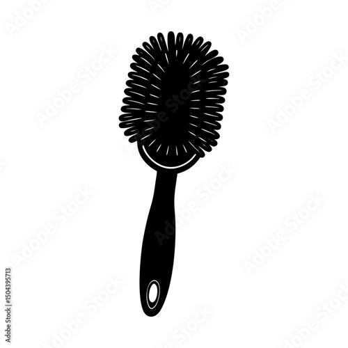Illustration of a cleaning brush with handle tool silhouette