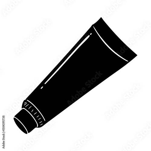 Depiction of a tube container on a white surface silhouette