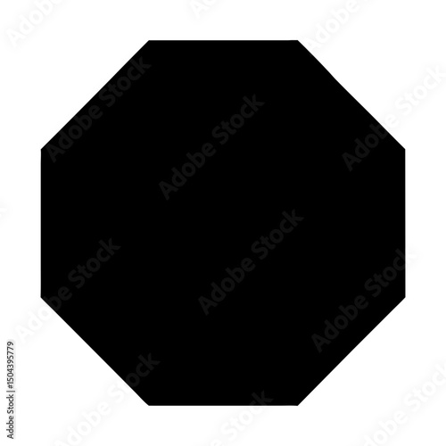 A solid octagon shape with sharp defined edges here silhouette