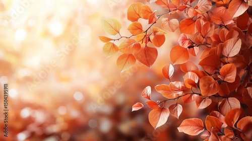 Autumn Foliage Glows in Soft Sunlight During a Tranquil Afternoon in a Wooded...