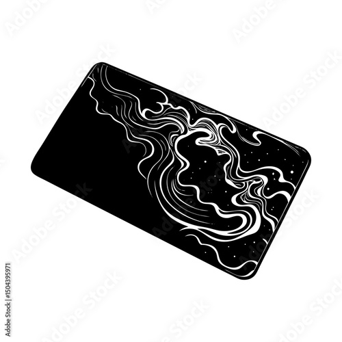 Rectangular pad with flowing abstract white design silhouette