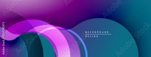 Abstract flowing shapes, vibrant purple, blue hues. Modern design, smooth gradients create dynamic visual effect. Minimalist style.