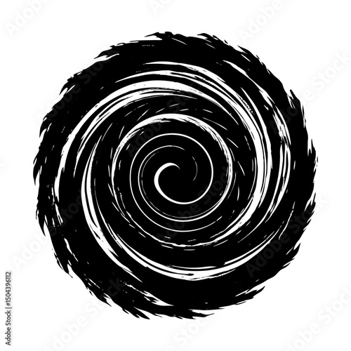 Circular vortex with swirling lines and rough edge silhouette