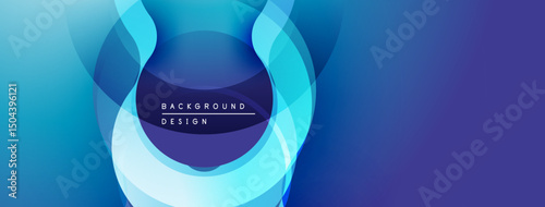 Abstract blue layers create dynamic composition. Gradient shades offer modern visual appeal. Text reads background design.