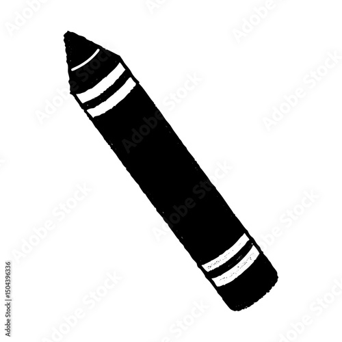 A crayon with white stripes on a white background silhouette