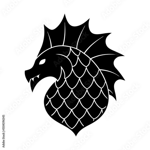 Stylized illustration of a mythical sea serpent silhouette