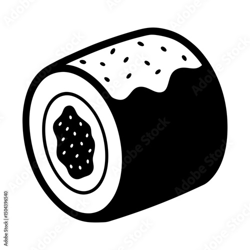 Simple illustration of a sushi roll with filling silhouette