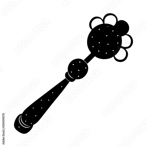 Illustration of a spotted baby rattle toy design silhouette