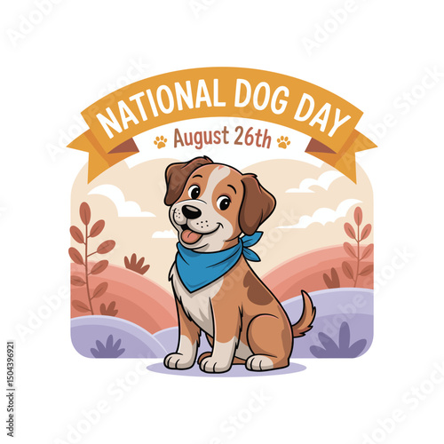 International Dog Day, Flat vector illustration isolated on white background