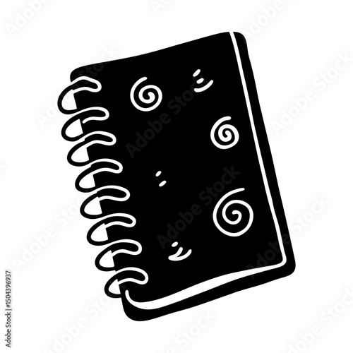Spiral bound notebook with whimsical decorations silhouette
