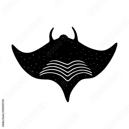 Stylized illustration of a manta ray with spots silhouette