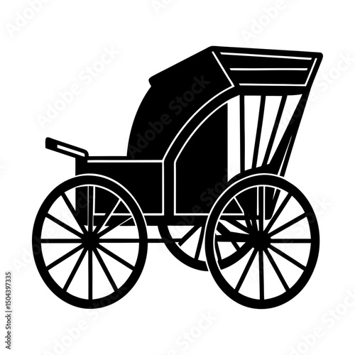 Illustration of a vintage horse drawn carriage ride silhouette